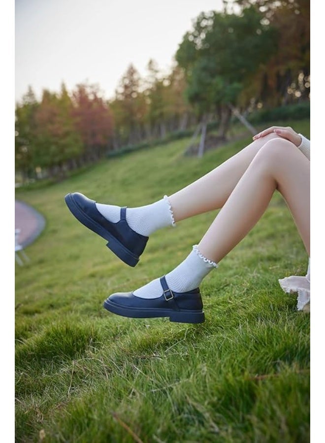 جوارب نسائية من القطن الناعم بحافة اللفت مع تنانير جوارب جرو نسائية بحافة اللفت - Image 2